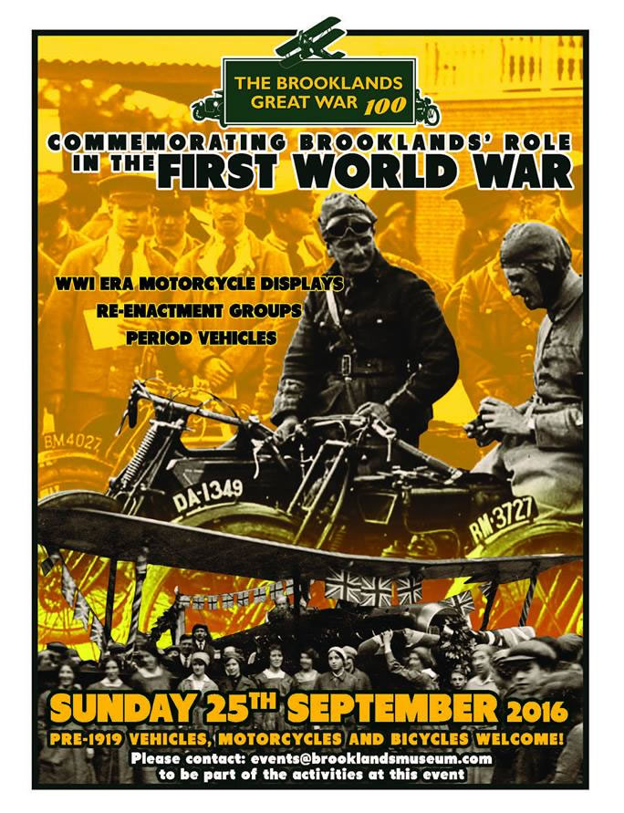 Join us as we mark the centenary of World War One, with a special event encompassing the many aspects of Brooklands’ involvement in the Great War of 1914 – 1918