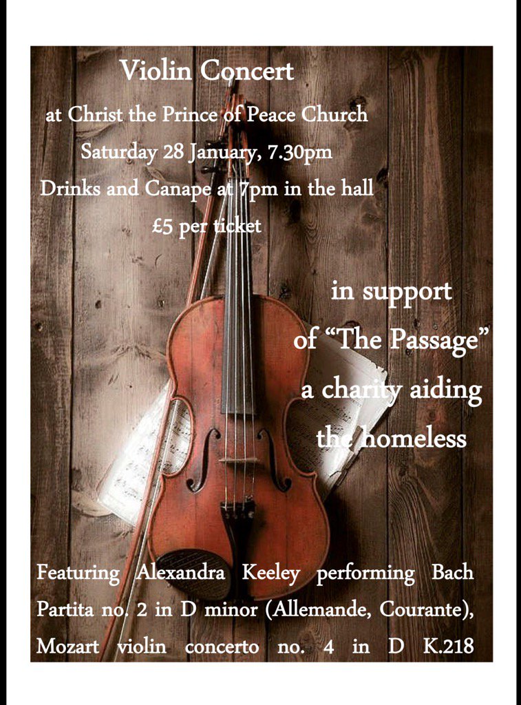 Violin Concert in Weybridge by Alexandra Keeley in Support of The Passage Charity Aiding The Homeless