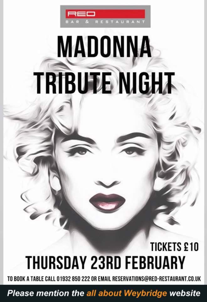 Madonna Tribute Night at Red Bar & Restaurant Queens Road Weybridge Surrey