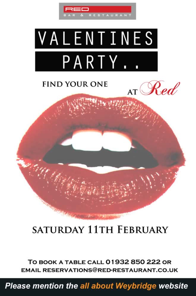 Valentines Party at Red Bar & Restaurant Queens Road Weybridge Surrey