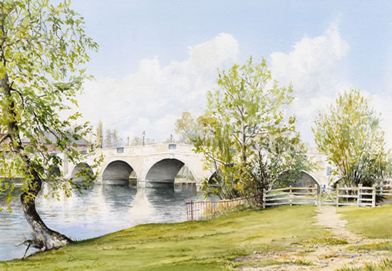 River Thames at Chertsey Surrey - Painting by Artist David Drury of Byfleet Art Group
