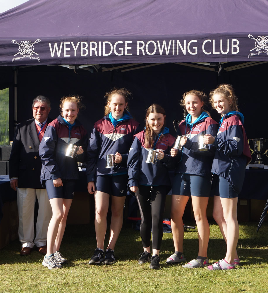 Weybridge Rowing Club juniors crew at the Weybridge and Walton Regatta