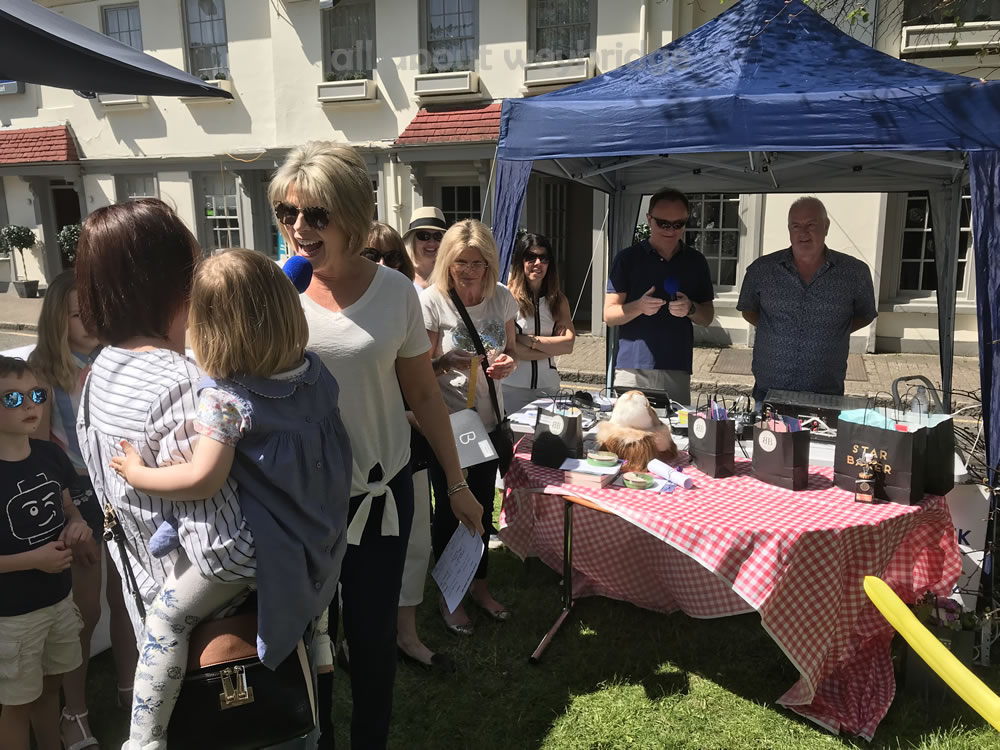Ruth Langsford awards first prize in Celebration Cake Category at Weybridge Green Surrey Bake-off Competition