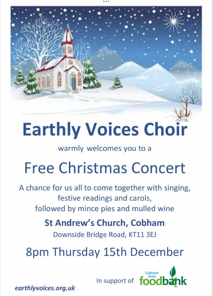 Christmas Concert in Cobham Elmbridge by Earthly Voices Choir