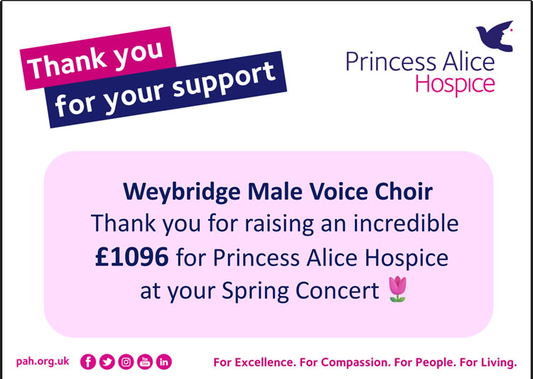 Princess Alice Hospice - Thanks to WMVC fundraising