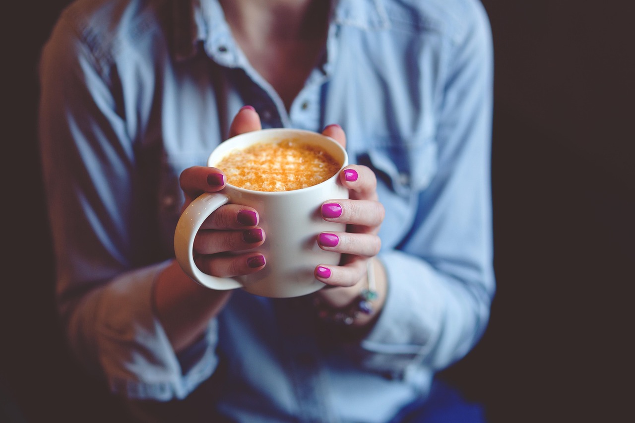 relaxing with hot drink relaxing with hot drink