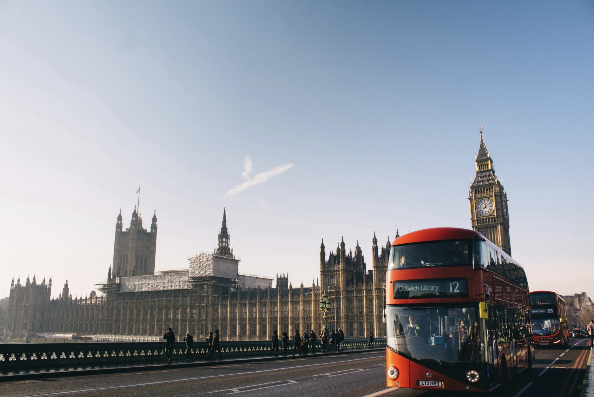 London Bus Crossing River Thames