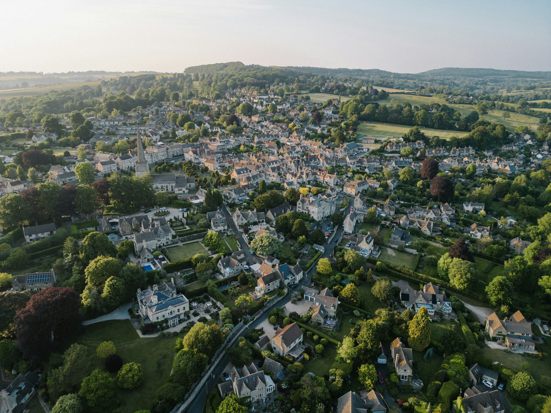arial view of town